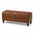 Aufbewahrungsbank rechteckig braun Leder 120x45x40cm