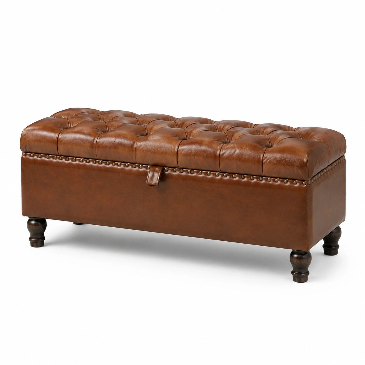 Aufbewahrungsbank rechteckig braun Leder 120x45x40cm