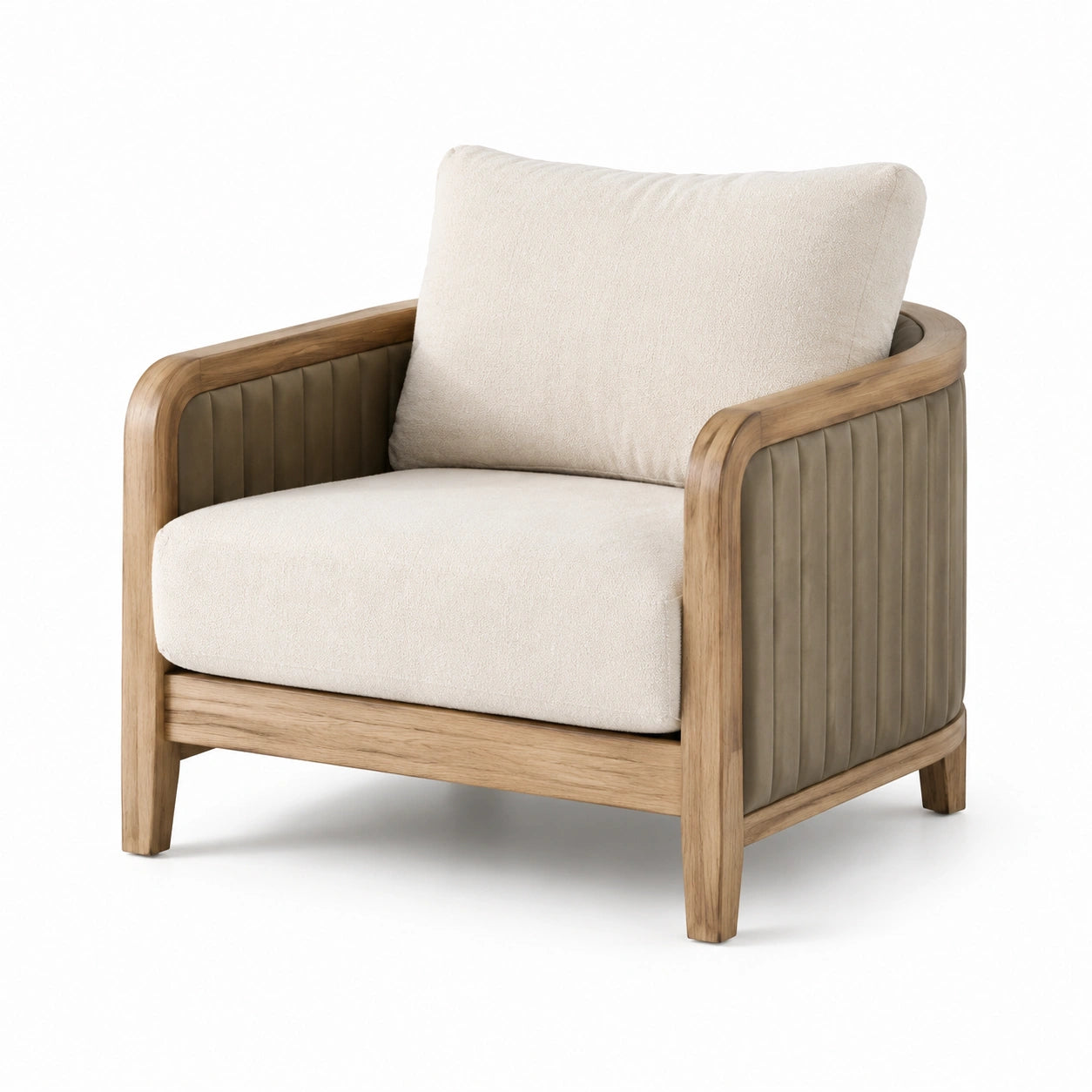 Sessel Eichenholz Polyester Beige 80x70x75 cm