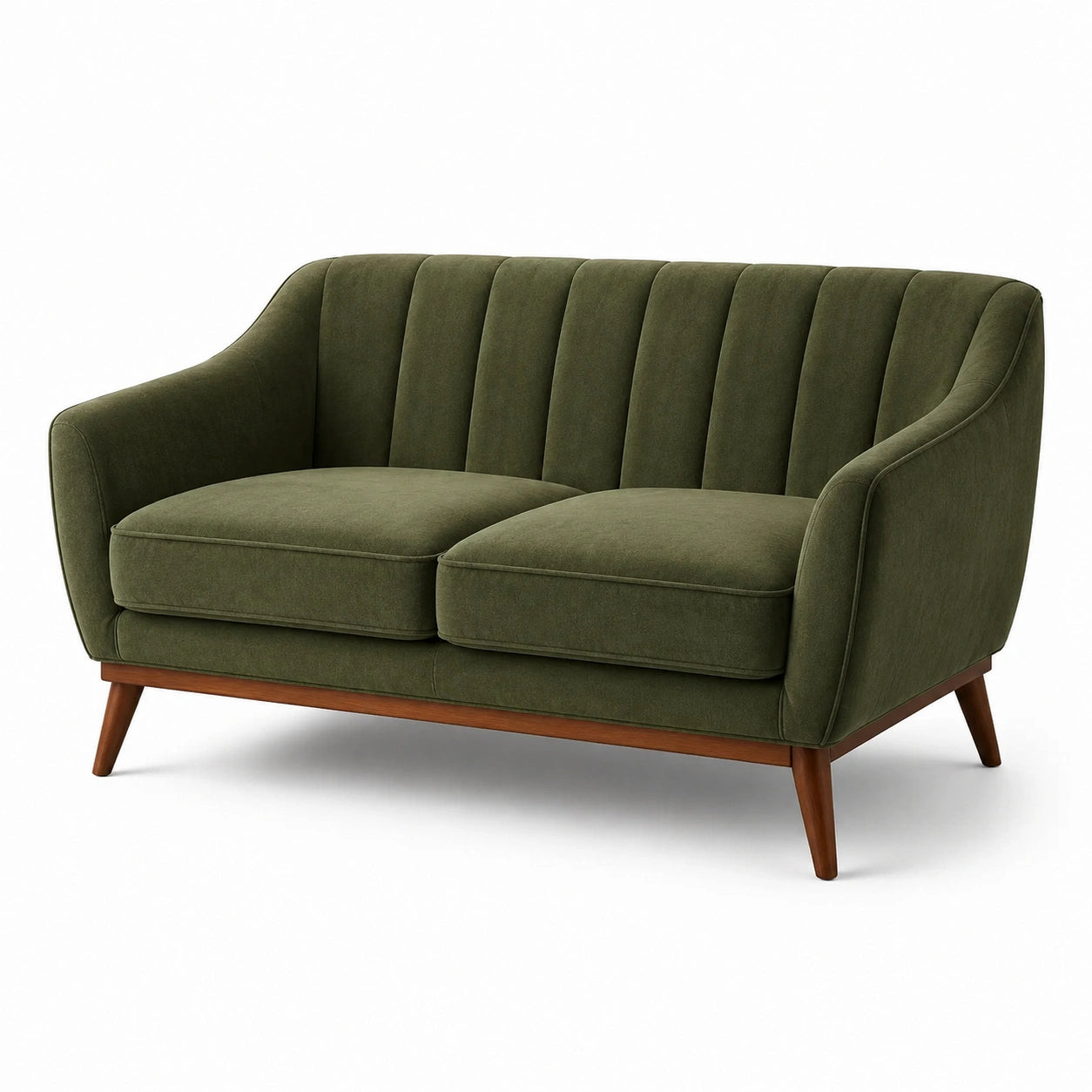Zweisitzer Sofa Samtpolsterung Holzbeine