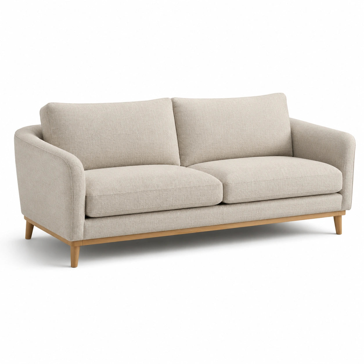 3-Sitzer Sofa Beige Stoff Massivholzrahmen