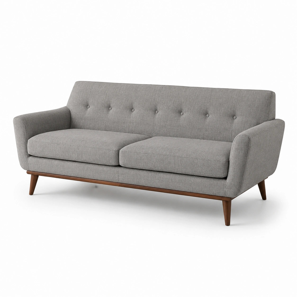 3-Sitzer Sofa aus Leinen mit Massivholzbeinen, Grau