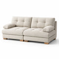 Zweisitzer Sofa Leinenstoff mit Massivholz Beige