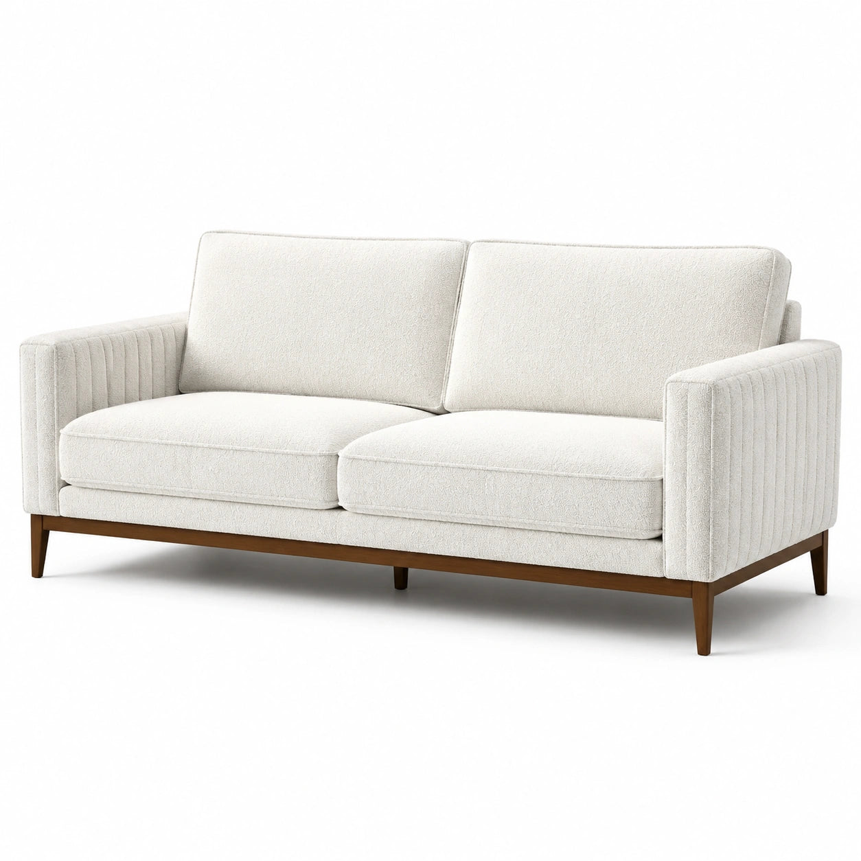 3-Sitzer Sofa Creme Stoff Massivholz