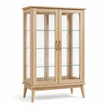 Vitrine aus Eichenholz mit Glastüren, 3 gehärtete Glasregale, Höhe 150 cm