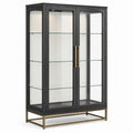 Vitrine aus gehärtetem Glas und Metall, schwarz/messing
