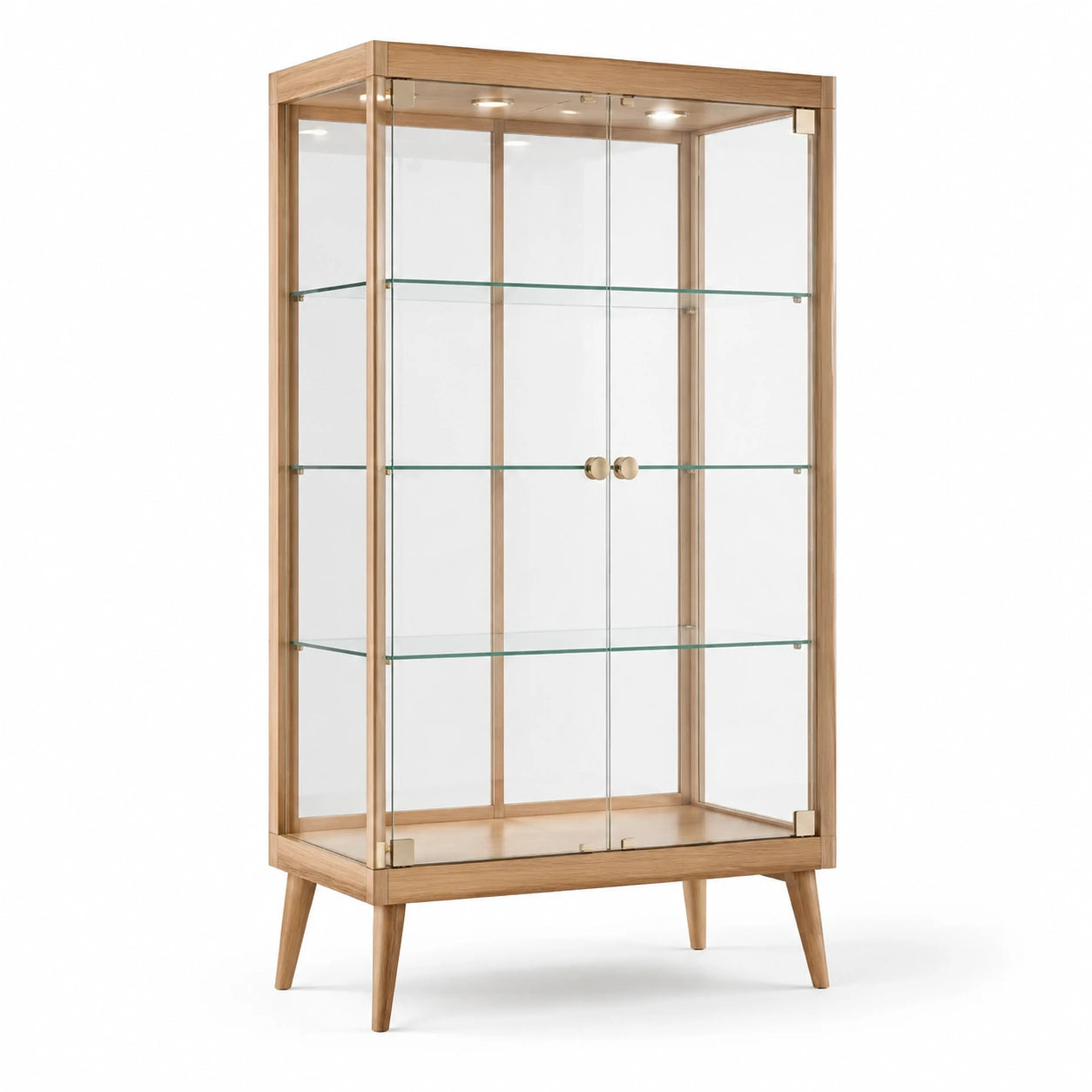 Eichenholz Vitrine mit gehärtetem Glas 180x80x40cm
