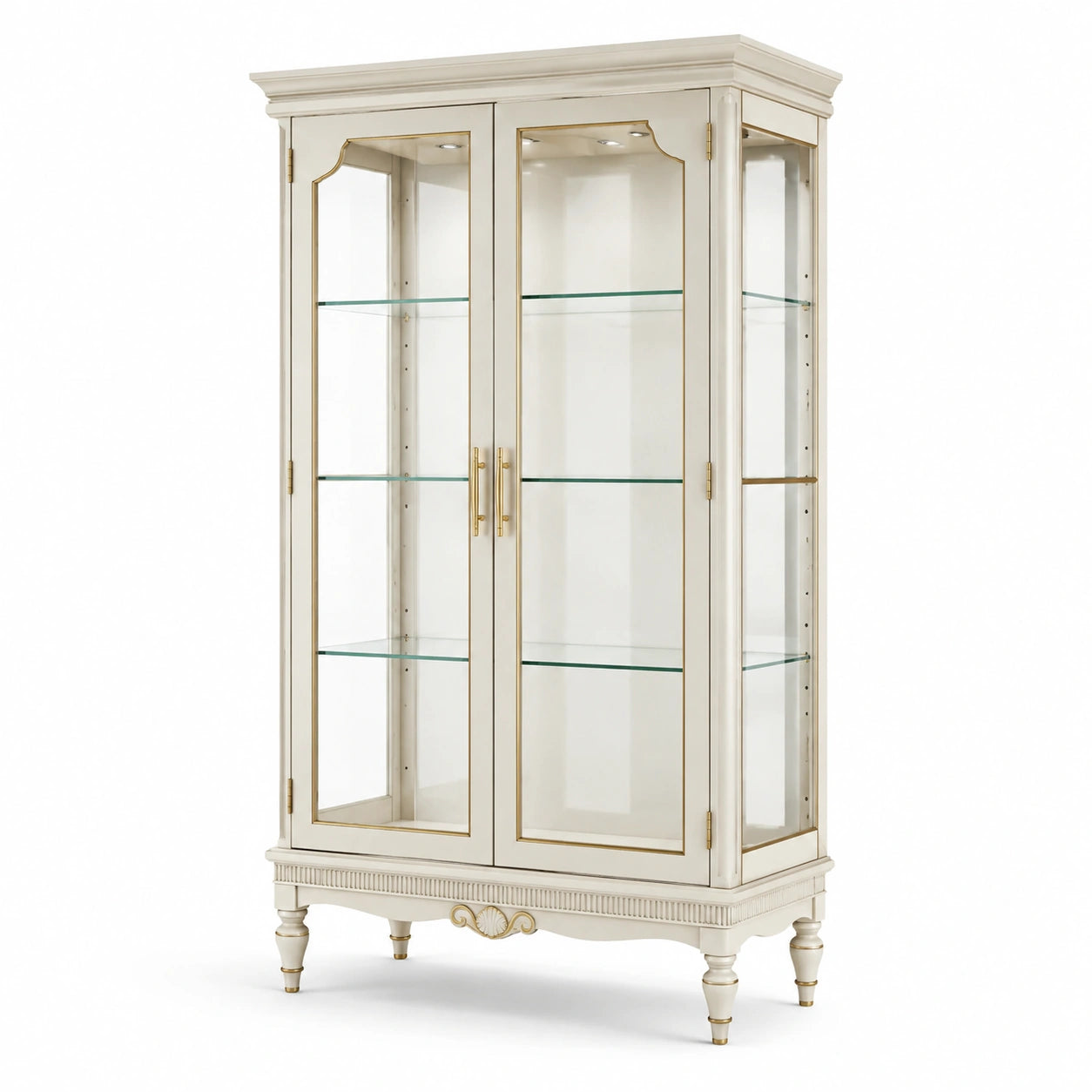 Vitrine Holz Gehärtetes Glas Cremeweiß 200cm