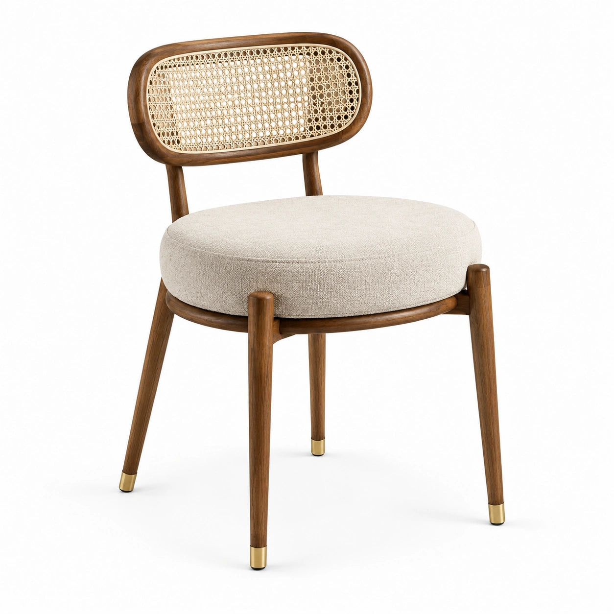 Esszimmerstuhl Holzgeflecht Polyesterpolster Beige