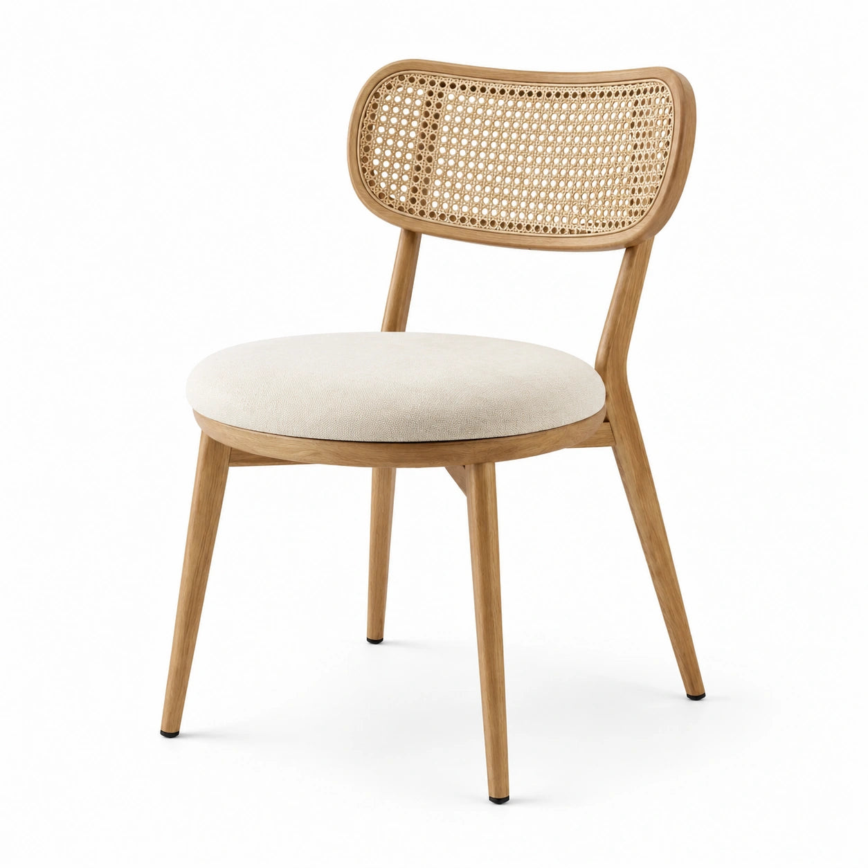Esszimmerstuhl aus Eichenholz mit Rattan Rückenlehne