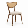 Esszimmerstuhl Walnussholz Rattan Beige Polster