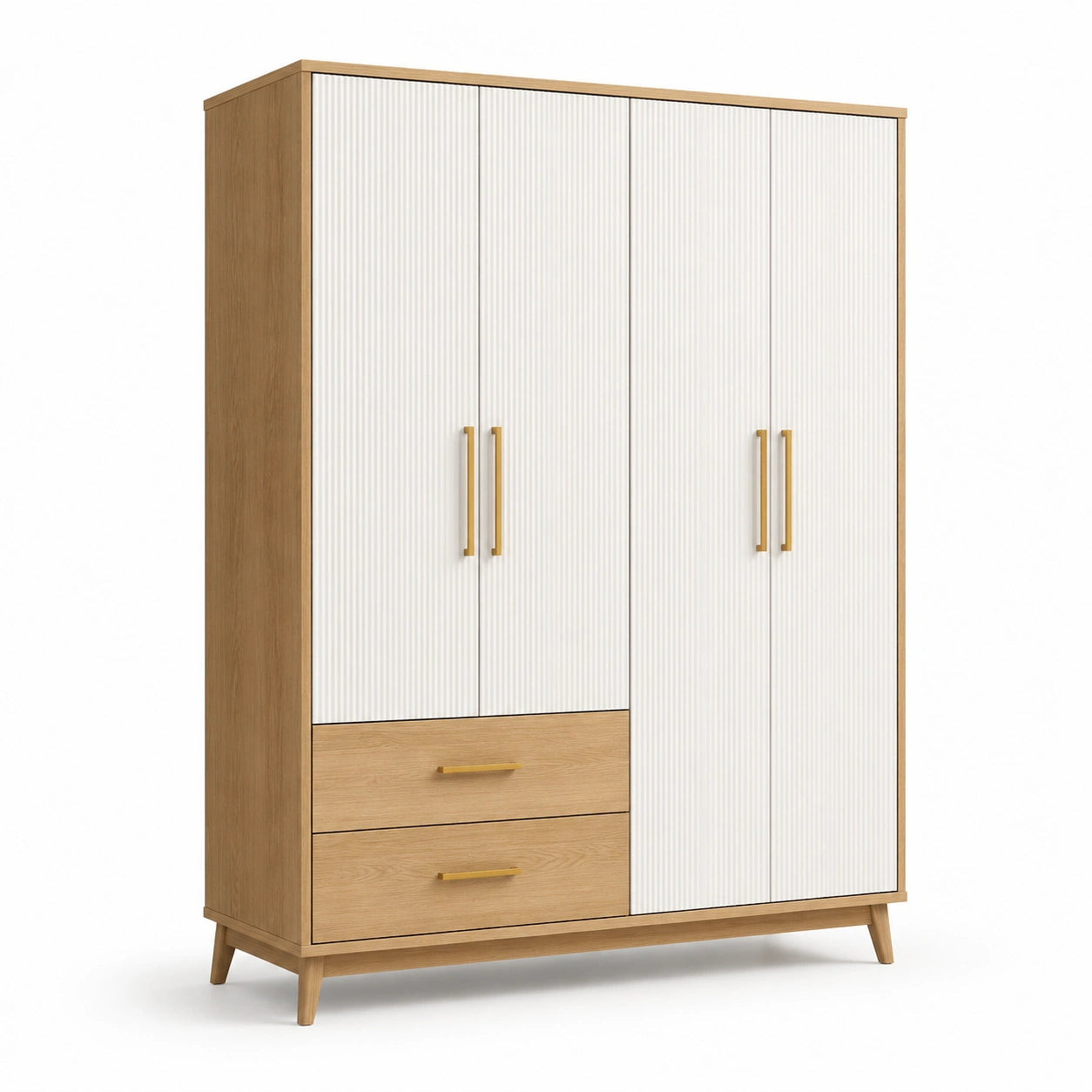 Kleiderschrank aus Holz mit Metallgriffen