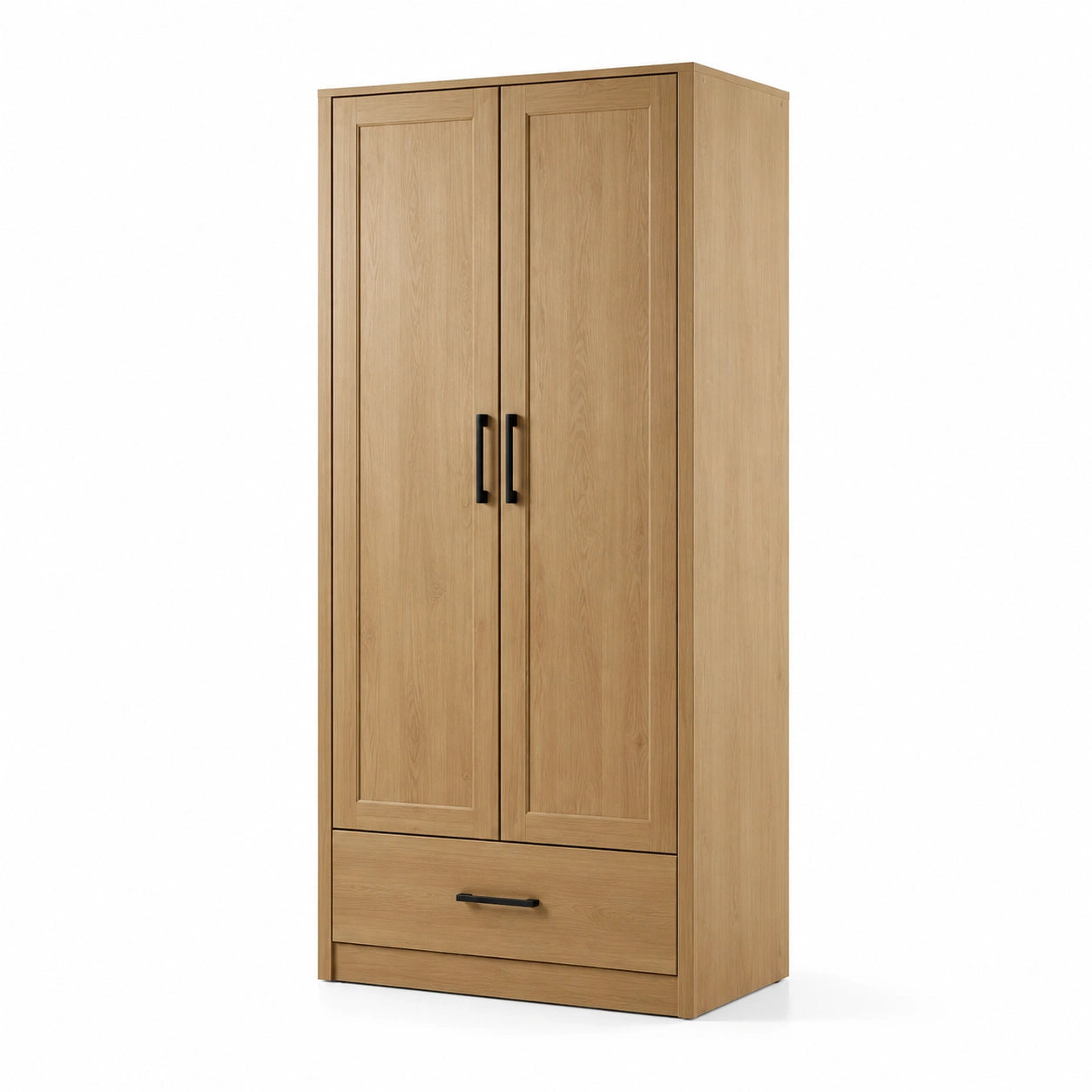 Kleiderschrank aus Eichenholz 2-türig mit Schublade 180x80x50 cm