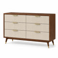 Holz Kommode mit 6 Schubladen Beige