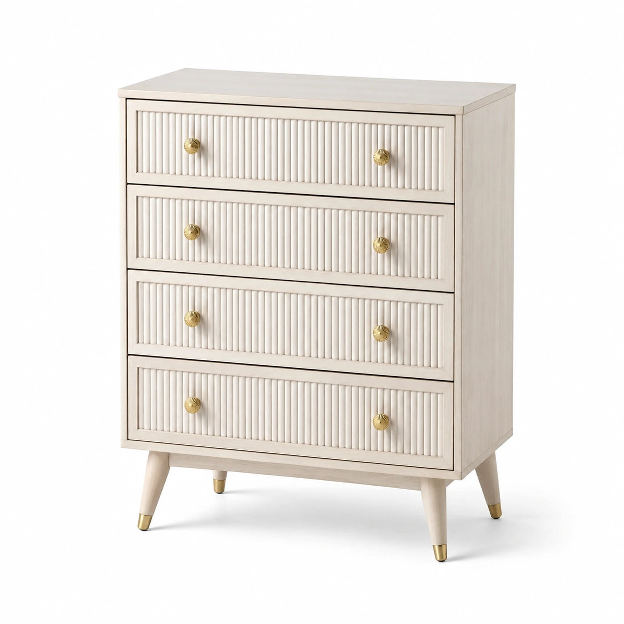 Beige Holzkommode mit 4 Schubladen