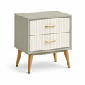 Nachttisch mit 2 Schubladen MDF Eichenbeine Creme