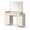 Schminktisch Rechteckig Beige/Weiß MDF/Glas 140x45x135 cm